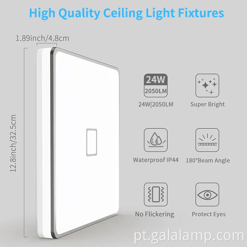 Luz de teto led quadrado elegante para decoração moderna do quarto